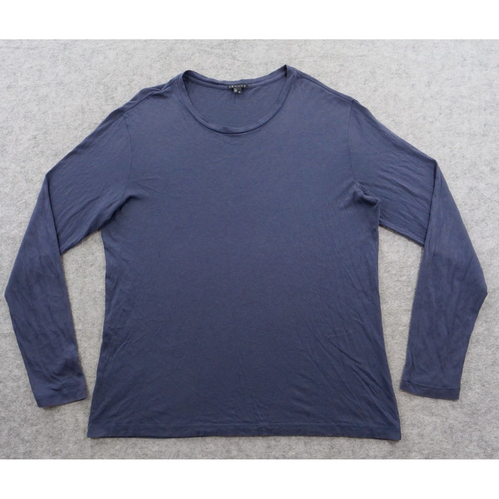Theory Shirt Mens Extra Large Blue Tee Crew Neck Long Sleeve Pima Cotton Casual